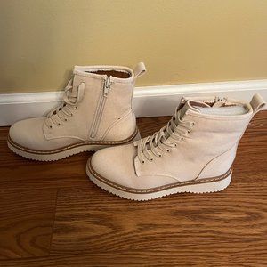 Brand New, never worn. Madden Girl cream/off-white canvas combat boots. Size 7.5
